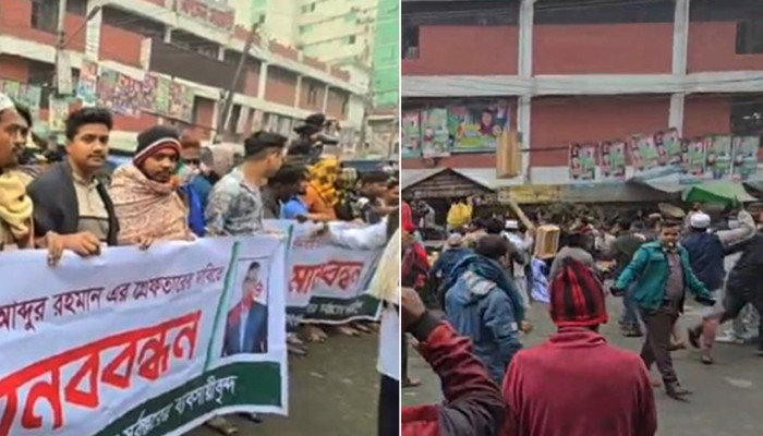 কারওয়ান বাজারে চাঁদাবাজির বিরুদ্ধে ব্যবসায়ীদের মানববন্ধনে হামলা, ধাওয়া-পাল্টা ধাওয়া