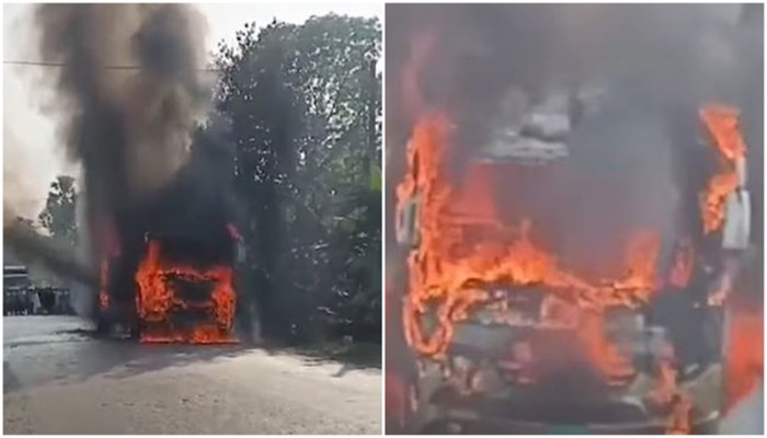 যশোরে যাত্রীবাহী বাসে আগুন