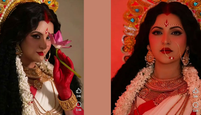 দুর্গারূপে নজর কাড়লেন পরীমণি